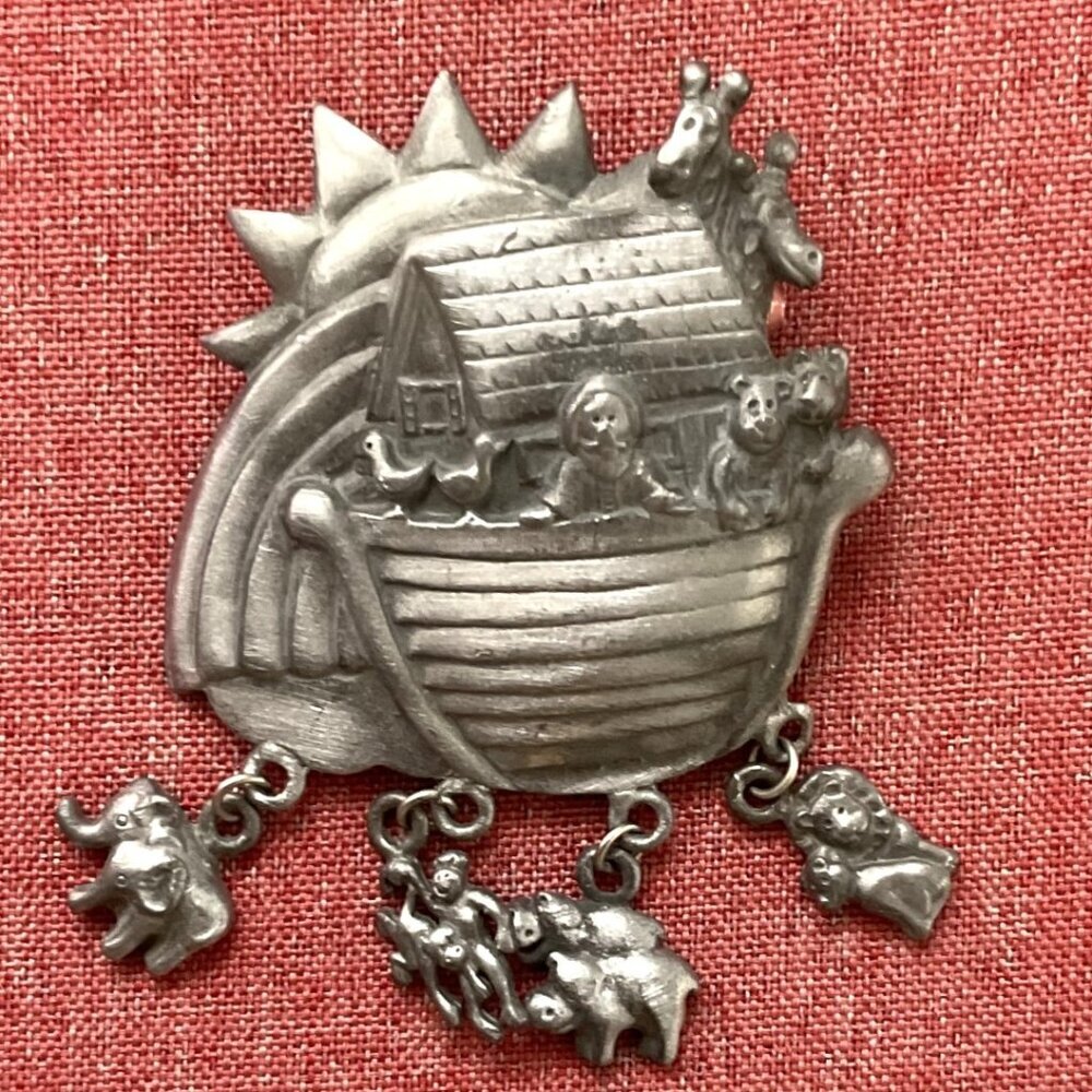 NOAH’S ARK TWO BY TWO CHARM BROOCH PEWTER